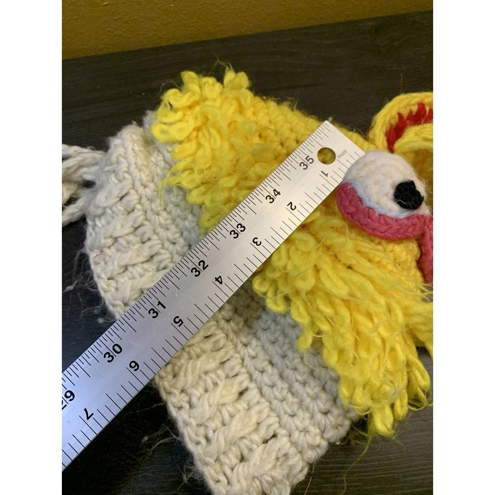 Vintage Sesame Street Big Bird Kids Childs Hand Knit Bonnet Muppet Hat JCPenney